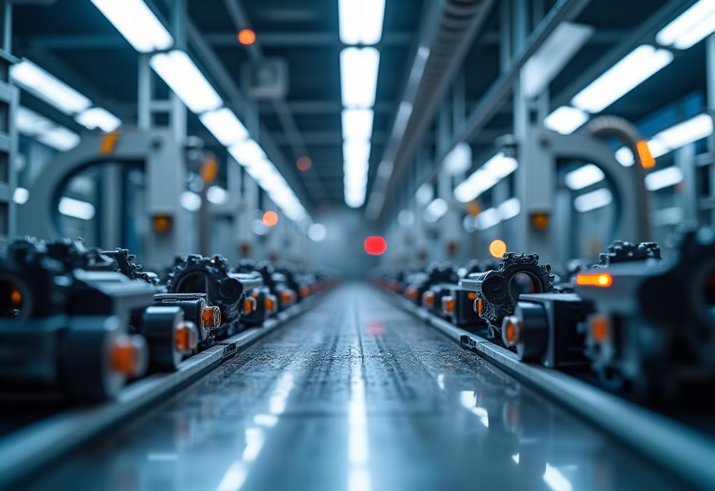 A clean and modern automotive parts manufacturing line.