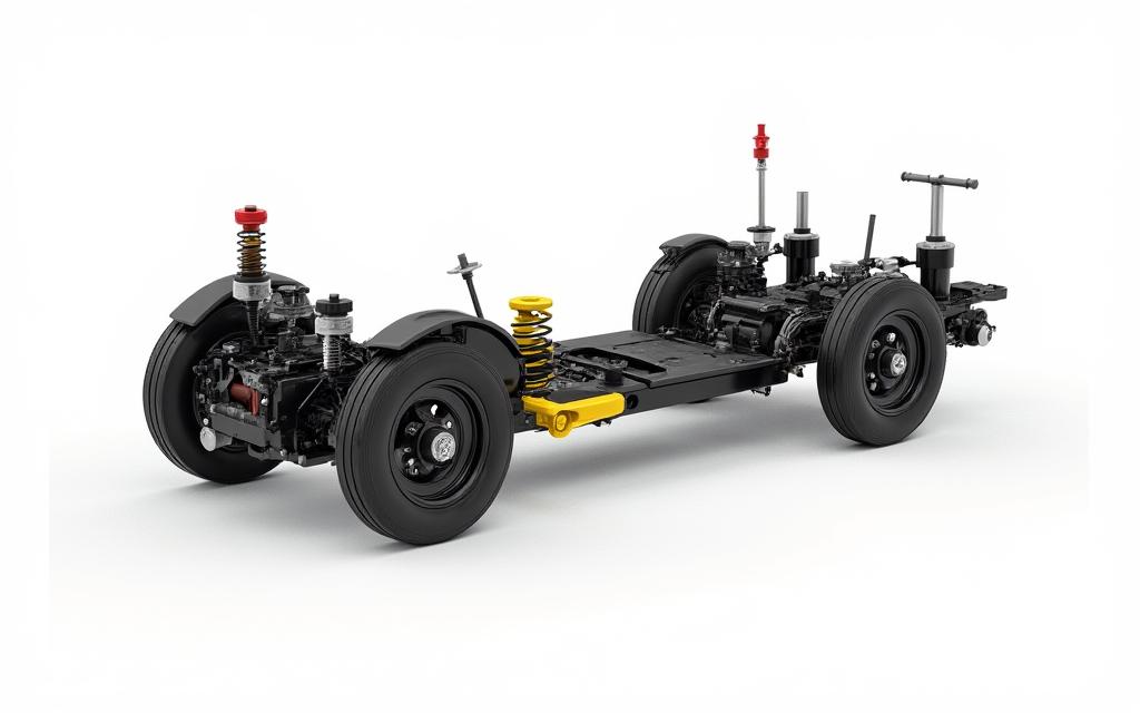 A complete OEM suspension assembly.